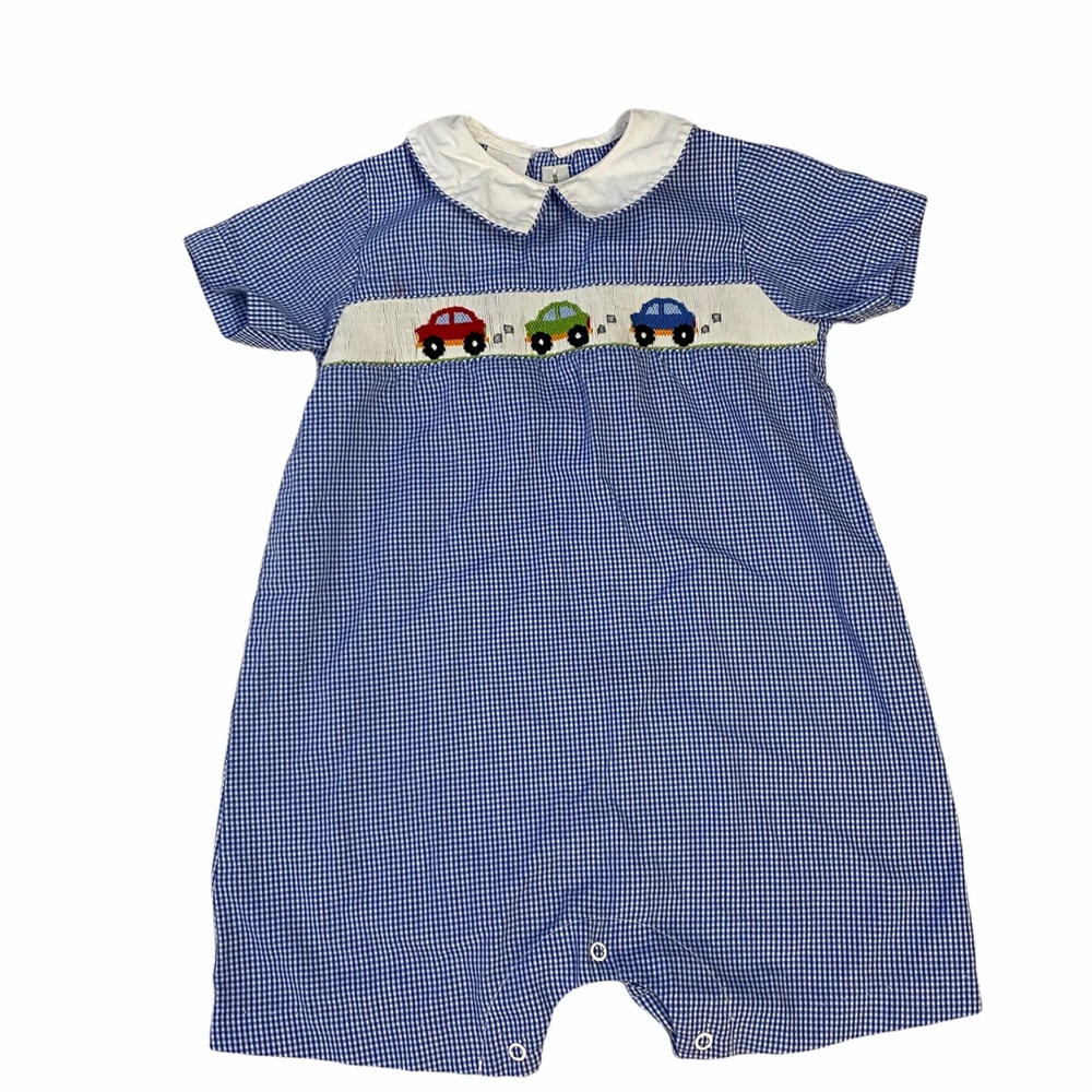 Collection bebe smocked romper race cars 24 m